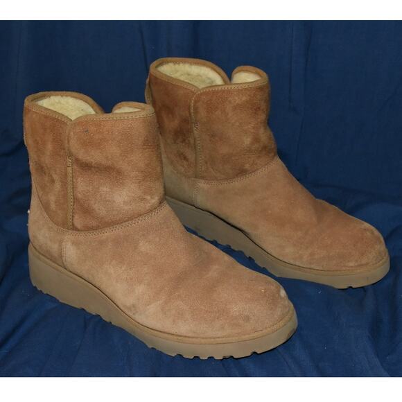 UGG Women's 9 Kristin Suede Shearling Winter Mini Boots Wedge - Picture 1 of 14